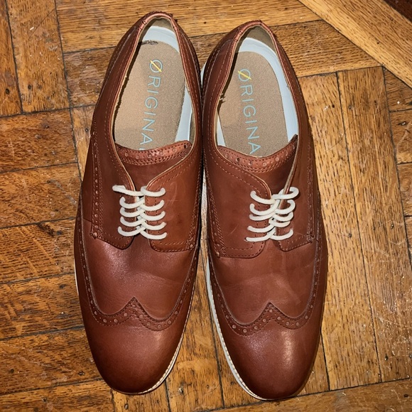 Cole Haan Tan/Ivory ØriginalGrand Wingtip Oxfords Men's 13M — NWOT - Picture 2 of 7